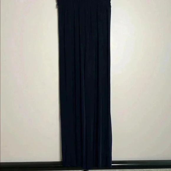 Women's Blue Sleeveless Jumpsuit Mock Neck - Wide Legs Very Cute Corporate Look - Picture 5 of 14